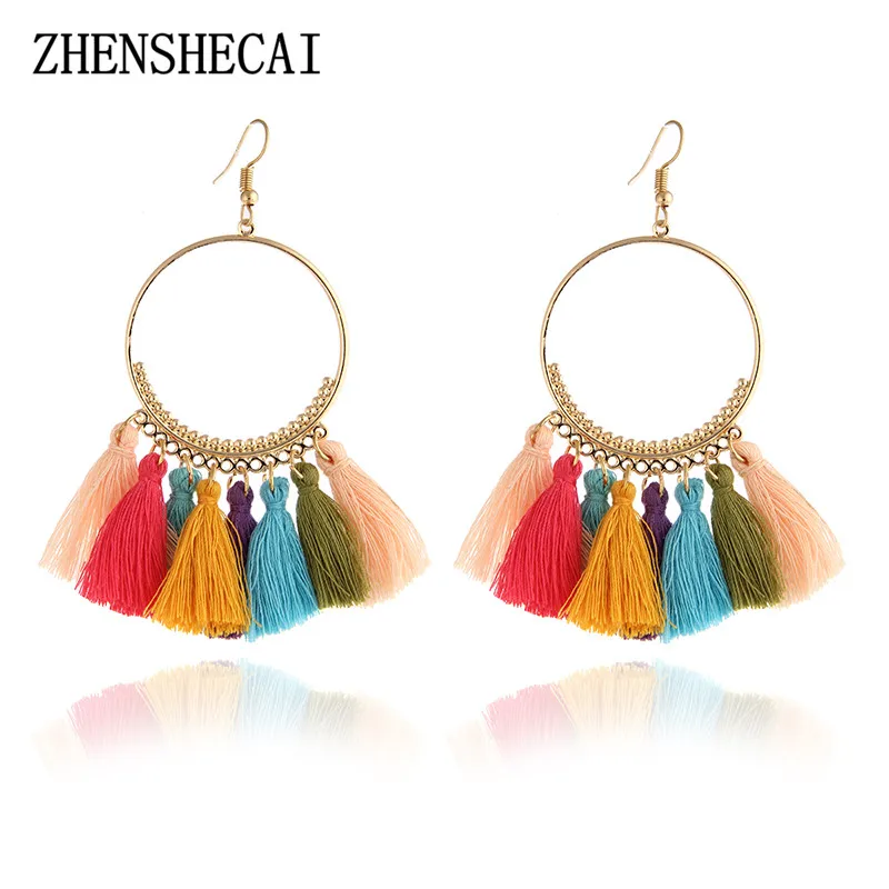 Новые серьги кисточки с цветком для Для женщин преувеличенный boho Винтаж