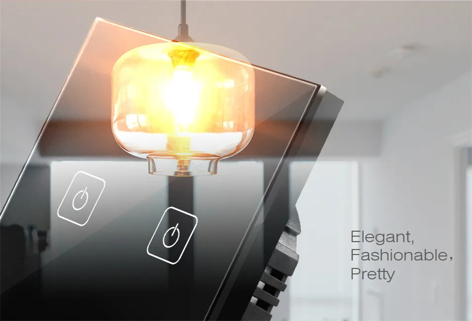 EU Type Eruiklink Remote Control Switch 3 Gang 1 Way,RF433 Smart Wall Switch,Wireless Remote Control Touch Light Switch 110-240V-4