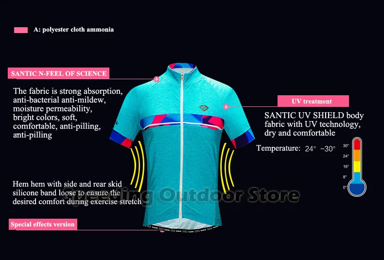 Santic Vélo Для женщин летние шорты рукавом велосипед Джерси Топы велосипед Горные Велосипедная форма Майо ciclismo Ropa