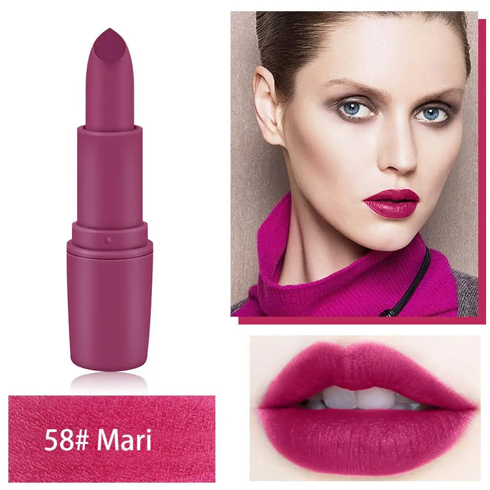 58 MISS ROSE, сексуальная, Обнаженная, красная, матовая губная помада, водостойкая, бархатная губная помада, стойкие, коричневые пигменты, макияж, легко носить, красота, губы - Цвет: 58