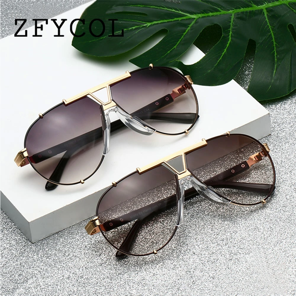 

ZFYCOL 2018 Fashion Sunglasses Women Men Oversized Pilot Sun glasses For Male Brand Designer lunette soleil femme UV400