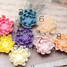 100 шт./лот 23x25 мм смола цветок лотоса кабошон кулон лоток для телефона украшения 8 цвета ювелирных изделий