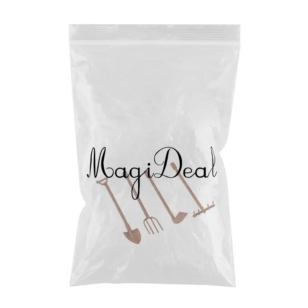 4 Pieces Farming Weeding Tools Set for 1/12 Dollhouse Miniature Fairy Garden Decor