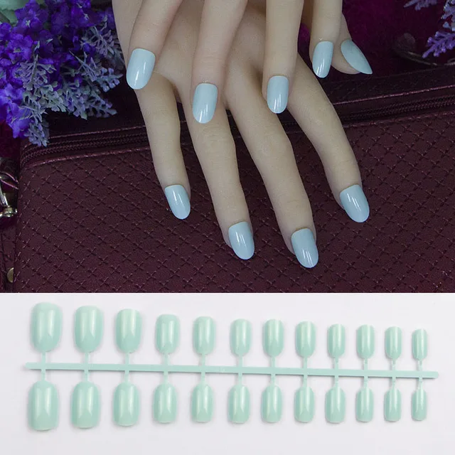 1 Set Of 24 Pcs Short Round Shape False Nail With 1 Pc Nail Adhesive 10 Sizes Full Cover Light Blue False Nails Aliexpress 1 Set Of 24 Pcs Short Round Shape False Nail With 1 Pc Nail Adhesive 10 Sizes Full Cover Light Blue False Nails Aliexpress