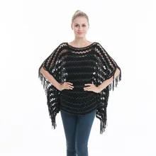 Summer Autumn Woman Poncho Casual Sweater Thin Hollow Pullover Tassel Gold Wire Woman Scarf Beach Smock PH33