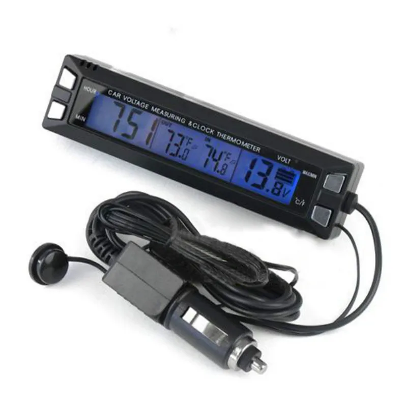 3 in 1 digitale lcd indoor outdoor sensor digitale auto thermometer