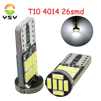 

YSY 100pcs T10 LED 194 4014 W5W Bulbs T10 4014 SMD 26 LED Bulbs Car Auto Wedge Interior Light Dome Map Trunk Lamp 12V White