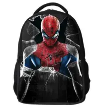 2015 Nueva Moda de 16 pulgadas Mochilas Con Cremallera Del Muchacho Del Hombre Araña de Dibujos Animados Mochila Mochila Cartera de Los Niños Del Cabrito de Impresión Ocasional
