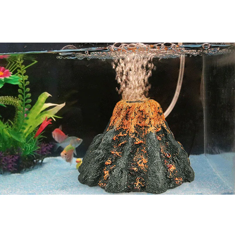 2018 Unique Artificial Volcano Aquarium Air Bubble Decor Fish Tank
