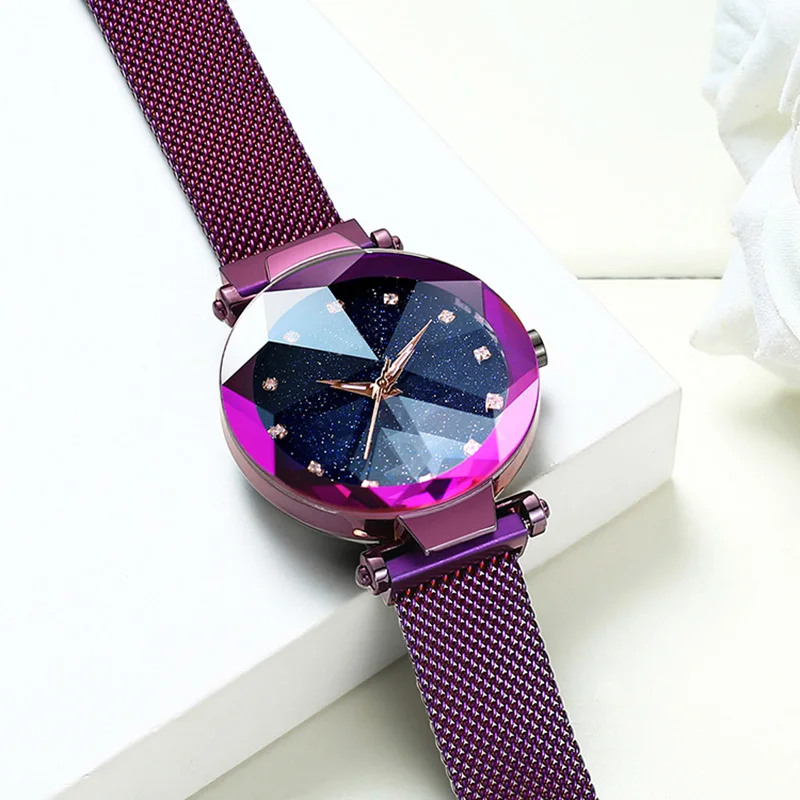 

Watch Women Rose Black Quartz Watches Starry Sky Ladies Top Brand Luxury Crystal Female Wrist Watch Girl Clock Relogio Feminino
