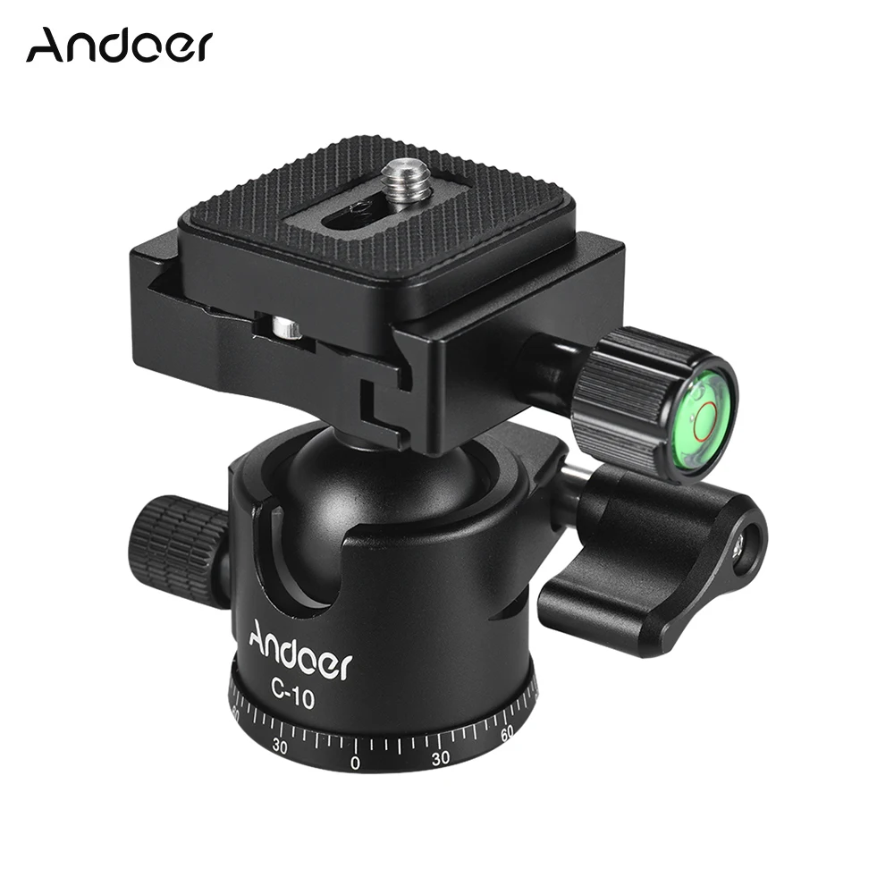 

Andoer C-10 74mm Camera Tripod Ball Head Mini Ballhead Low Center of Gravity for Canon Nikon Sony DSLR ILDC Cameras Max.Load 6kg