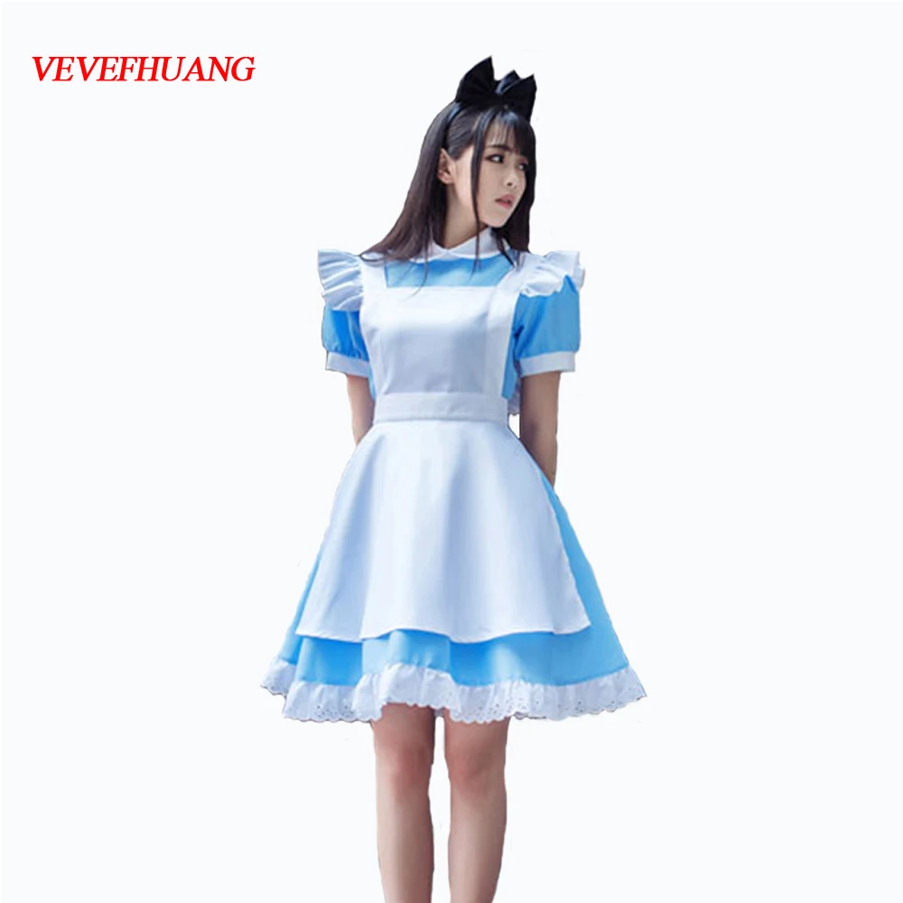 

VEVEFHUANG Alice In Wonderland Party Cosplay Costume Anime Sissy Maid Uniform Sweet Lolita Dress Halloween Costumes For Women