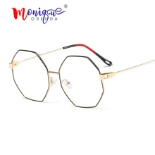 Винтажные Восьмиугольные женские солнцезащитные очки оправа ретро с прозрачными линзами очки металлические простые оптические очки для глаз feminino