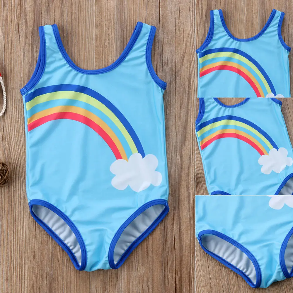2018 Rainbow Cute Swimsuit Kid Baby Girl Bikini Set Swimwear Bathing Suit Beachwear USin