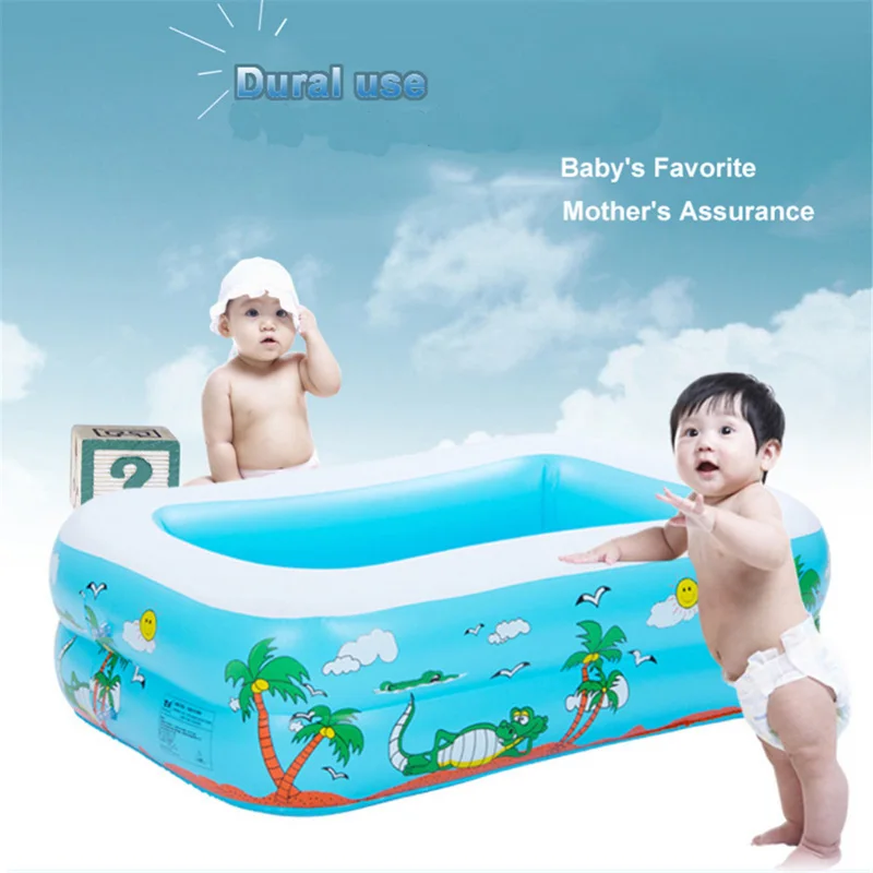 

High Quality Baby Inflatable Swimming Pool with Inflator Children Kids Thickening Playing Bubble Bottom Rectangular Bathtub Pool