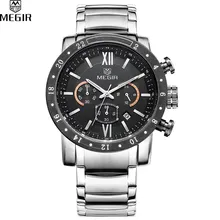 MEGIR Famous Brand Men Watches Top Quality Luxury Watches Military Chronograph 24 Hours Men Stainless steel