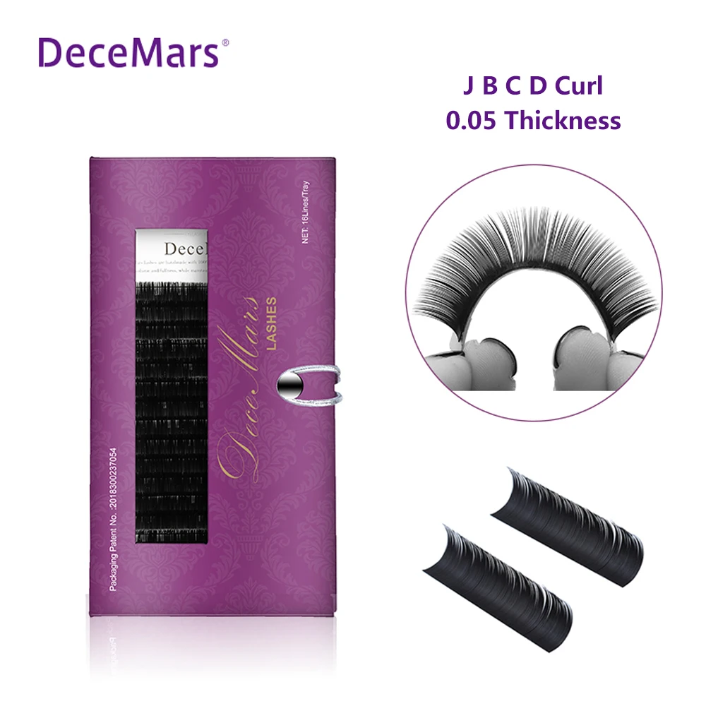 

DeceMars 0.05mm thickness J B C D CURL Eyelash Extension for Grafting eyelash Mink lash soft natural lash