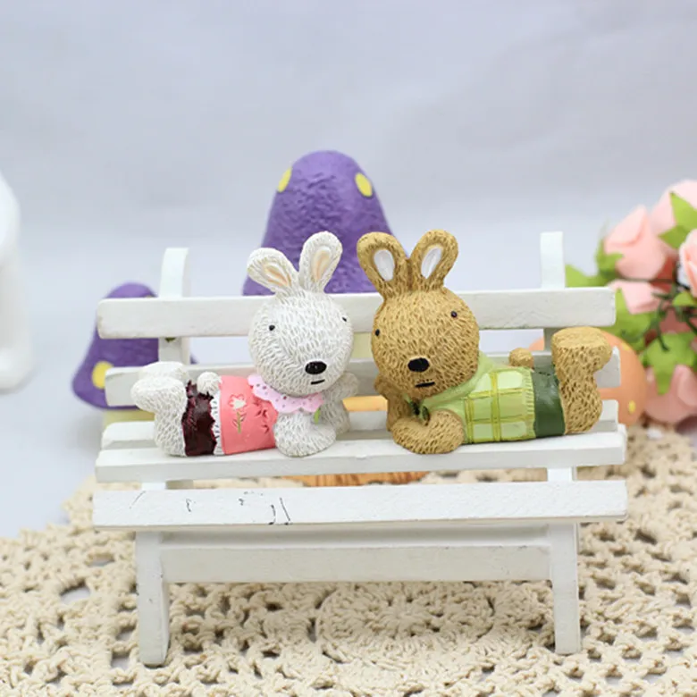 

Zakka Grocery Lovers Sugar Craft Ornaments Decorated Fleshy Rabbit Resin Handicraft Dolls