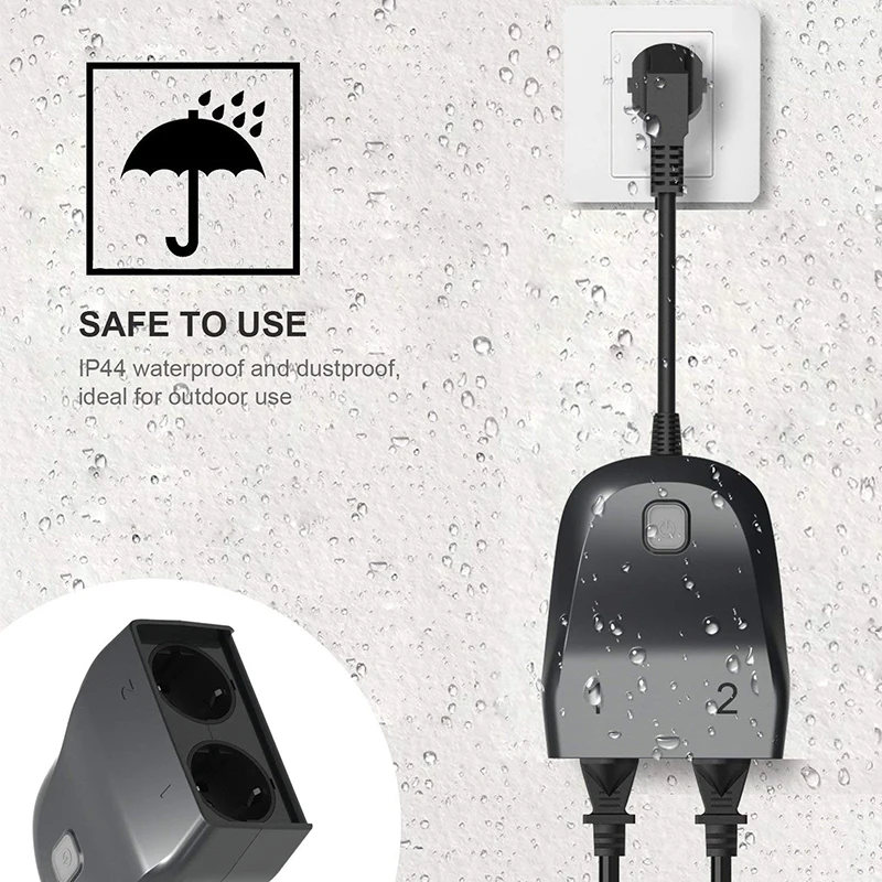 Outdoor Smart Plug, AOFO Outdoor Wi-Fi Outlet, Compatible with Alexa and Google Home,Wireless Remote Control/Timer by Smartphone