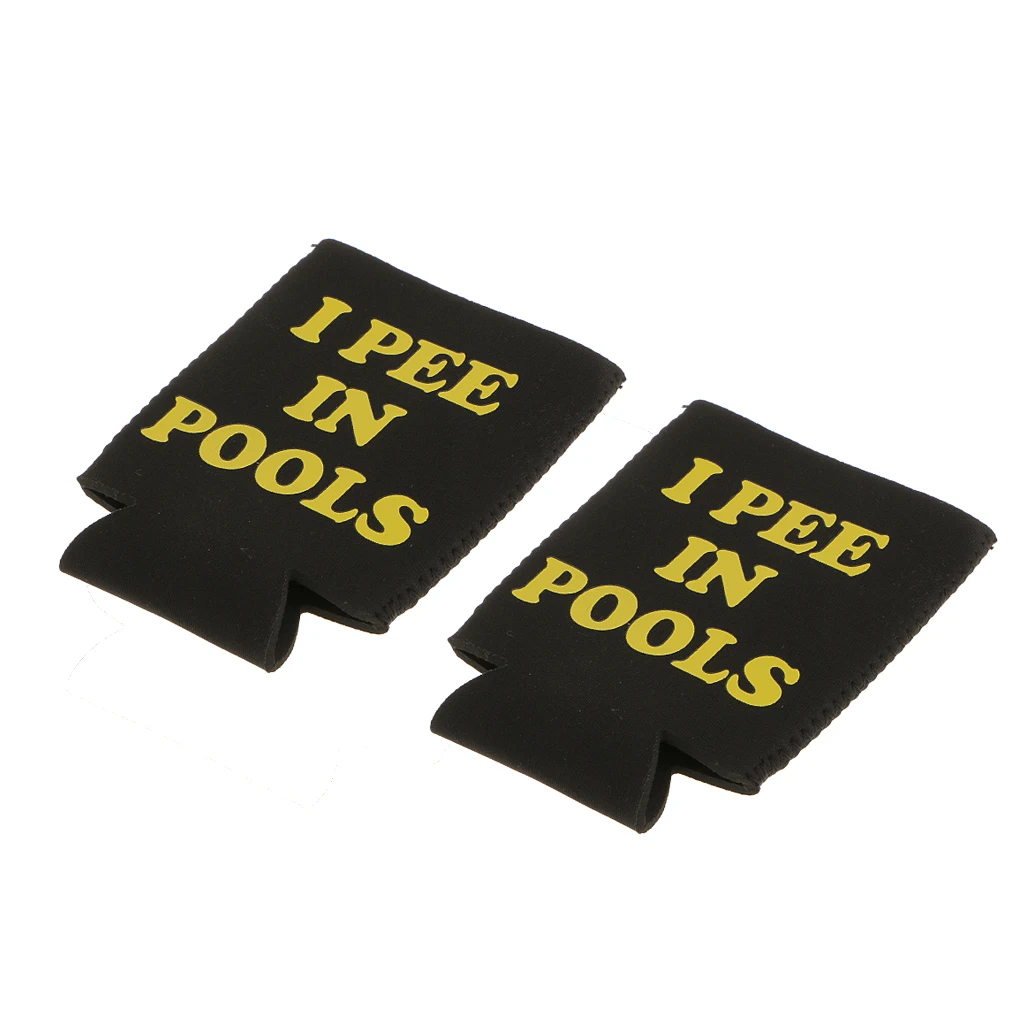 1 Pair I Pee in Pools Soda Beer Stubby Tin Can Cooler Chilling Holder Sleeve