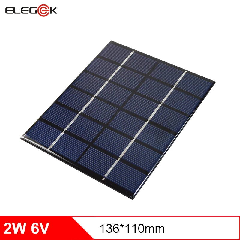 

ELEGEEK 2W 6V 330mA PET Laminated DIY Polycrystalline Small Solar Panel Cell for Solar Systemt DIY 136*110mm