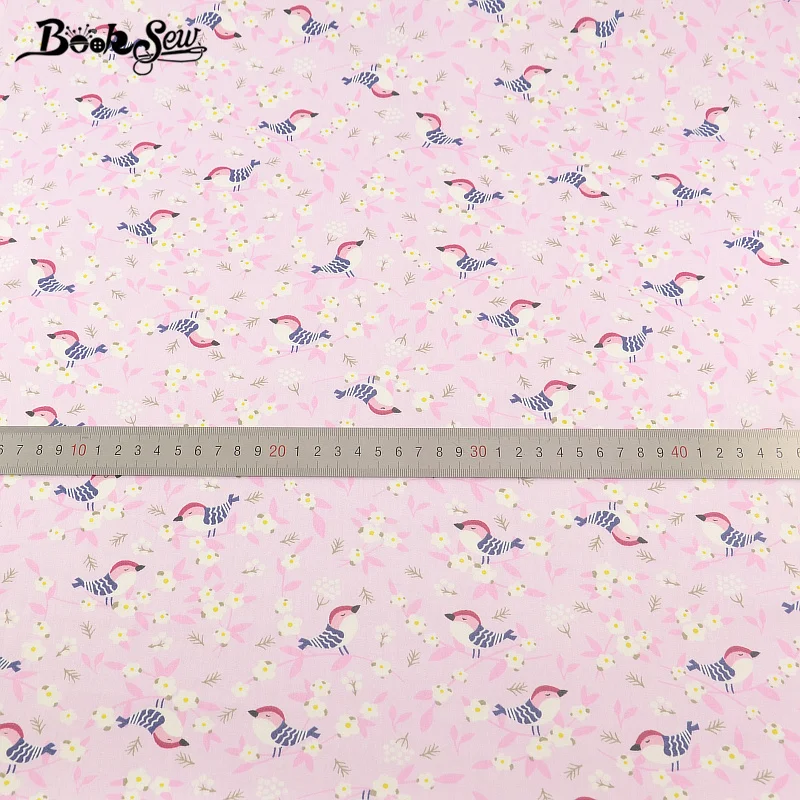 Booksew 2017 New 100% Cotton Twill Fabric High Quality Pink Birds Designs Home Textile Material Sewing Cloth DIY Crafts Baby|cotton twill