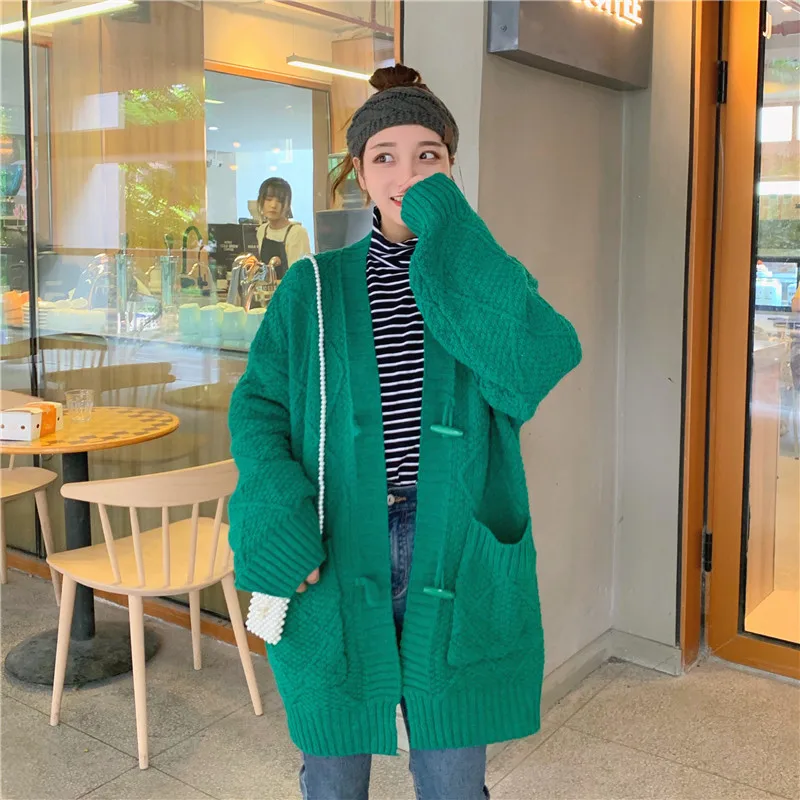 

2019 Autumn Winter Cardigan Women Long Sleeve Loose Pocket Sweater Oversized High Quality Coat Jacket jumper cardigan mujer