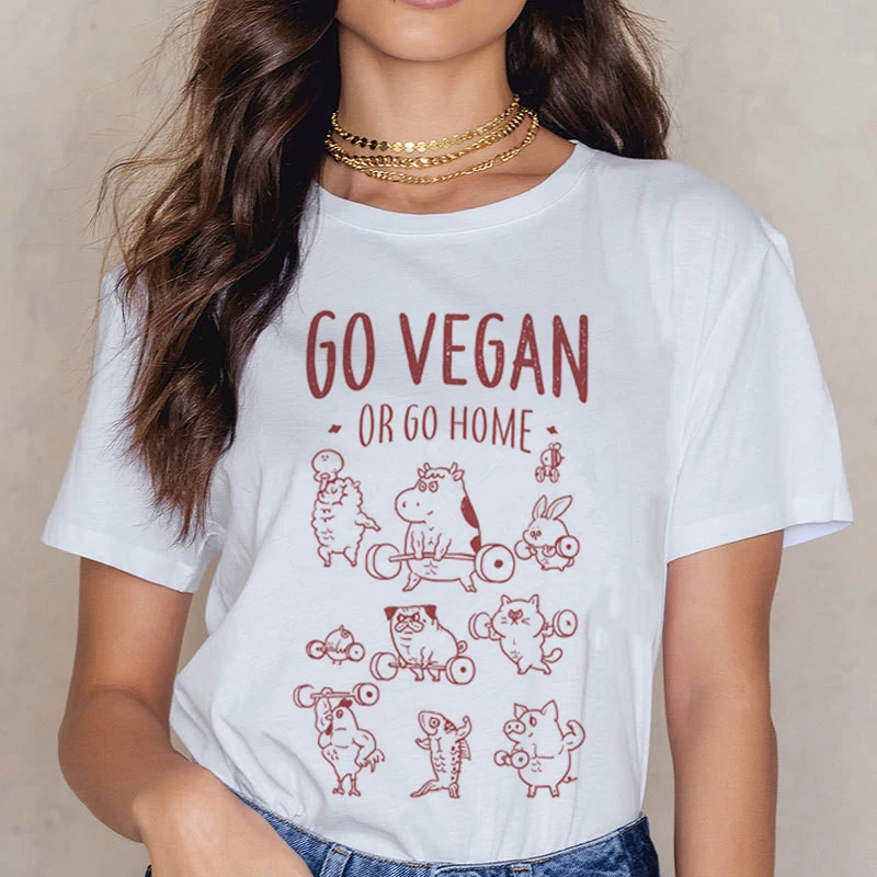 Vegan, забавная футболка с рисунком, женская, 90 s, корейский стиль, графическая футболка, милая, маленькая, свежая, футболка для девочек, Harajuku, Ullzang, топы, футболки для женщин - Цвет: 3198