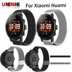 UNINIE 22 мм Milanese Loop Магнитная Нержавеющая сталь Часы наручные ремешок для Xiaomi Huami Amazfit Bip молодежи Смарт-часы для фитнеса