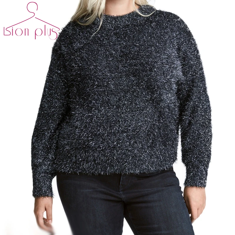 6XL 5XL Sweater Women 2021 Autumn Plus Size Black Casual Pullover Sweaters Large Sizes Clothes O-Neck Roupas Feminina | Женская одежда