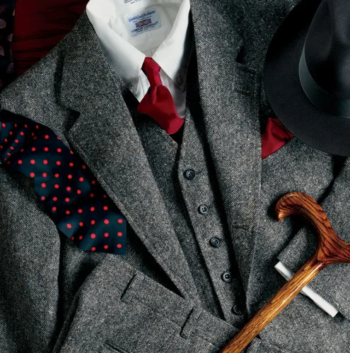 

2018 Tailored New Grey Tweed Suits Men Formal Skinny Gentle Prom Blazer Winter Marriage Tuxedo 3 Piece Jacket+Vest+Pants Terno
