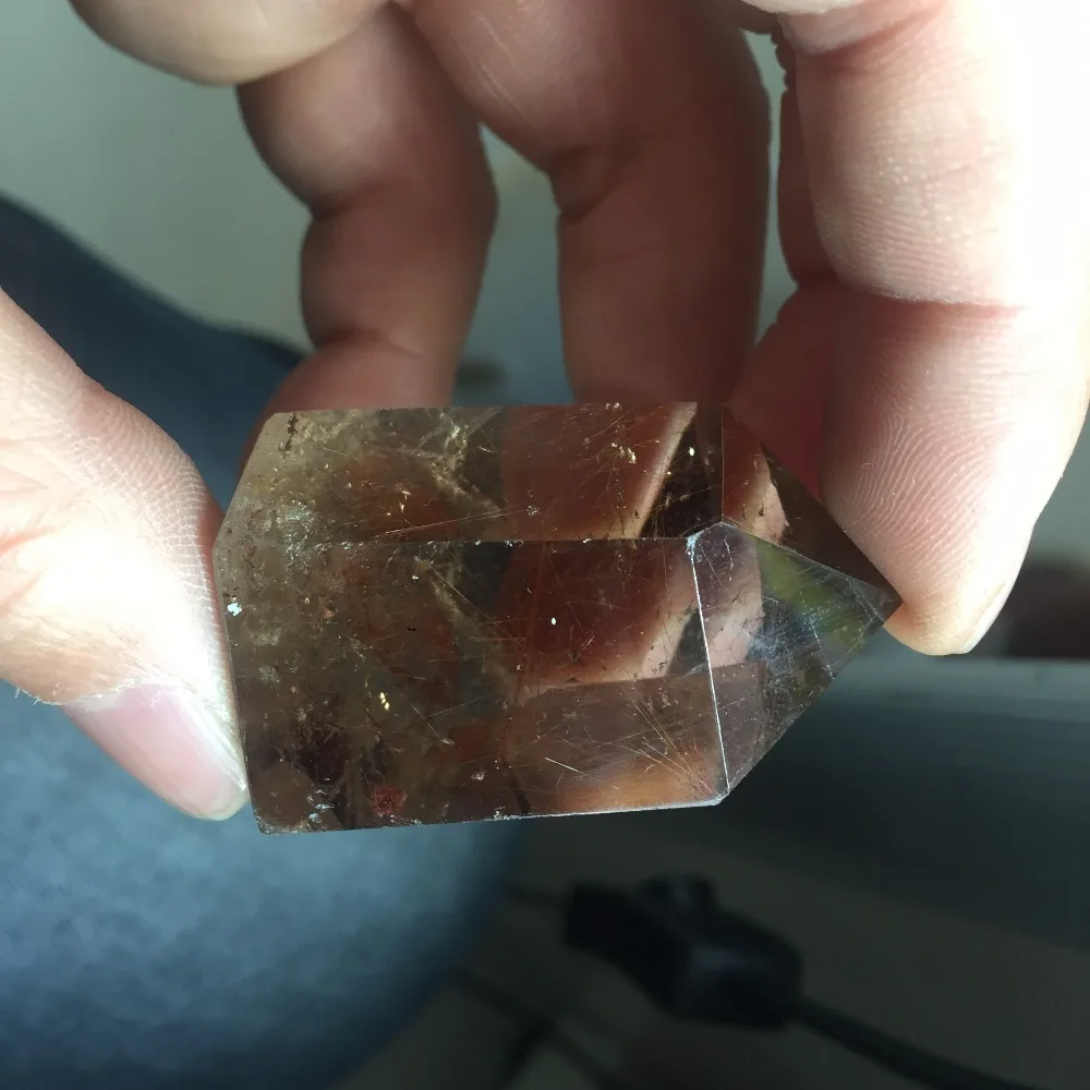 

HD336(46g) Natural Somky Brown Rutilated Quartz Crystal Healing Wand Promotional Price