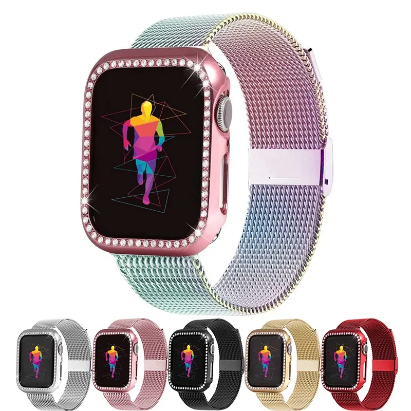 

Compatible for Apple Watch Band 38mm 40mm 42mm 44mm with Screen Protector Case Sports Wristband with case for iwatch 1234