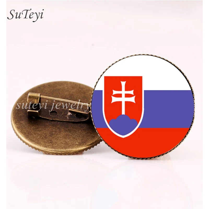 

SUTEYI San Marino/Slovakia Flag Badge Brooch Slovenia/Scotland/Ukraine Badges Glass Dome Pins Brooches DIY Accessory Women Gift