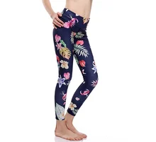 Flower Design Women Sexy Yoga Leggings Elastic Slim Hip Gym Running Sports Trousers Tights Quick-drying Breathable Girls Pants