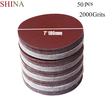 

SHINA 50pcs 7 Inch 180mm Round Sandpaper Disk Sand Sheets Grit 2000 Hook and Loop Sanding Disc for Sander Grits
