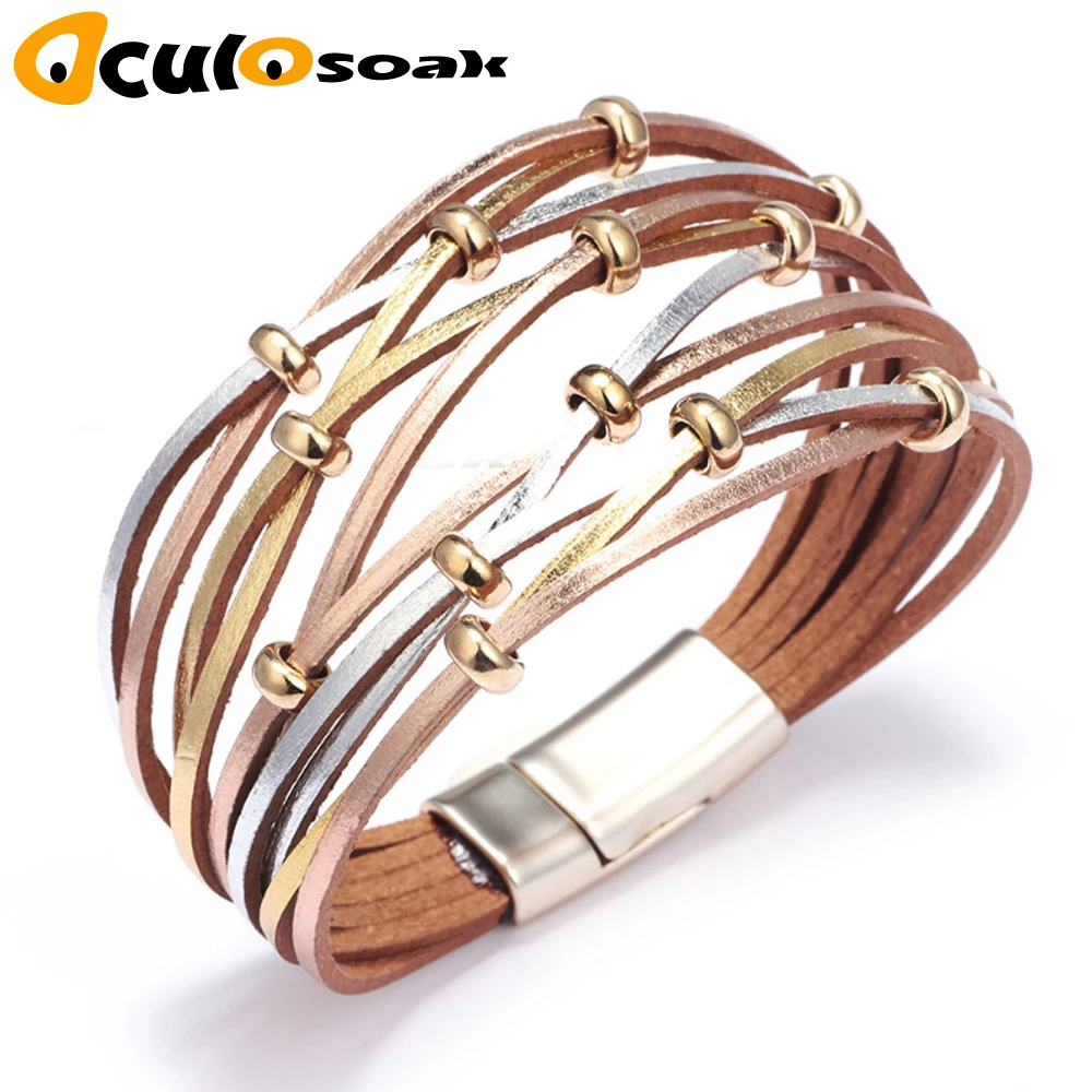 

2019 New Snap Button Jewelry Leather 18mm Snap Button Bracelet Punk Multilayer Leather Bracelet Snaps Jewelry Gift