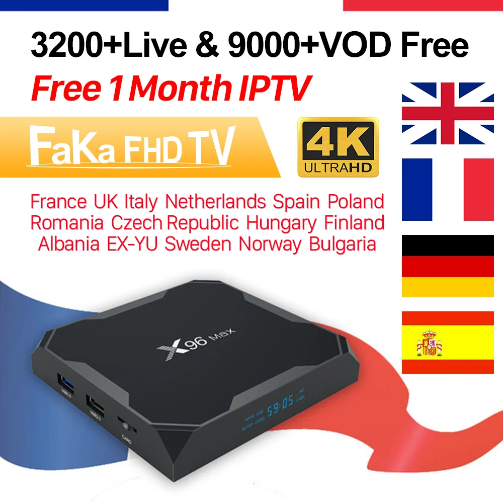 

X96 Max Europe IPTV Full HD IPTV France Arabic Free 1 Month IPTV Subscription X96max Android 8.1 Tv Box Germany UK Italia IP TV