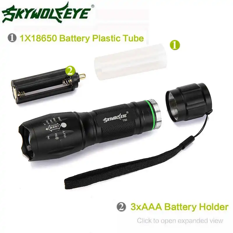 SKYWOLFEYE G700 X800 BYB ShadowHawk Flashlight Led Tactical Zoom Super Bright torch flashlight t6 led flashlight 18650 #4S5 (13)