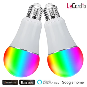 

2PC E26 E27 LED RGBW Light Bulb Home Smart Wifi Lamp Bulb 16 Million Multicolor Dimmable Compatible Alexa And Google Assistant