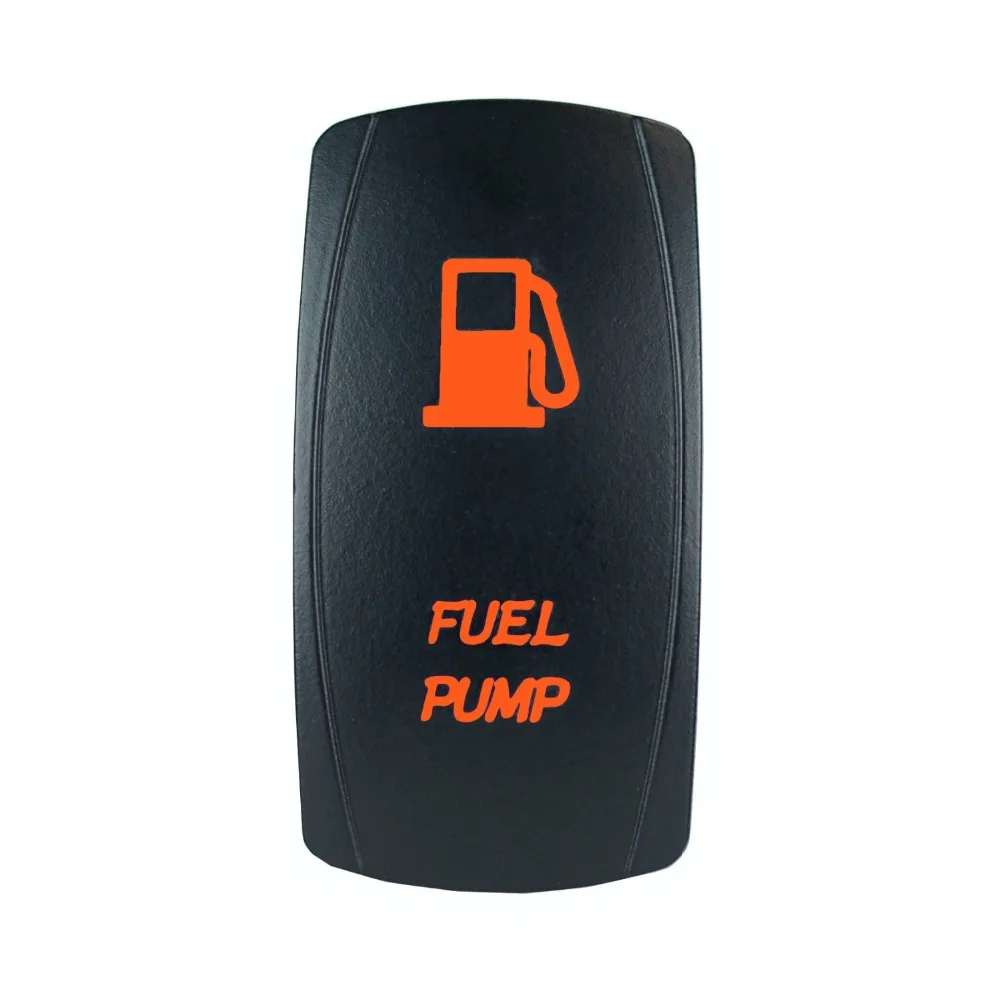 High Quality 5 Pin Laser Backlit Orange Rocker Toggle Switch FUEL PUMP