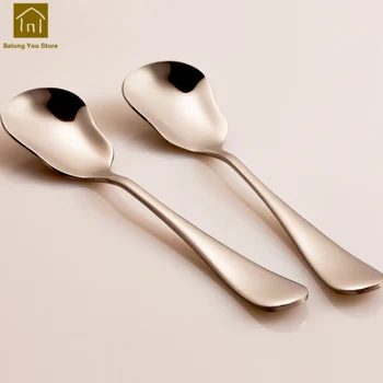 

5pcs Thicker Solid Stainless Steel Dinner Fruit Salad Spoon Dinnerware Tableware Flatware Dinner Spoon Dessert Tea Coffee JKF127