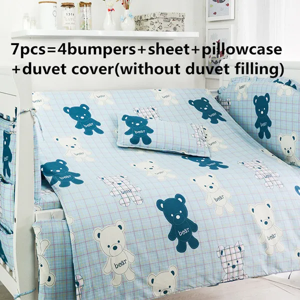 Us 45 8 Promotion 6 7pcs Bear Baby Bedding Set 100 Cotton Crib Duvet Cover 120 60 70cm In Sets From Mother Kids On