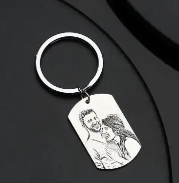 Фото бирка с гравировкой брелок из нержавеющей стали-печать по запросу для