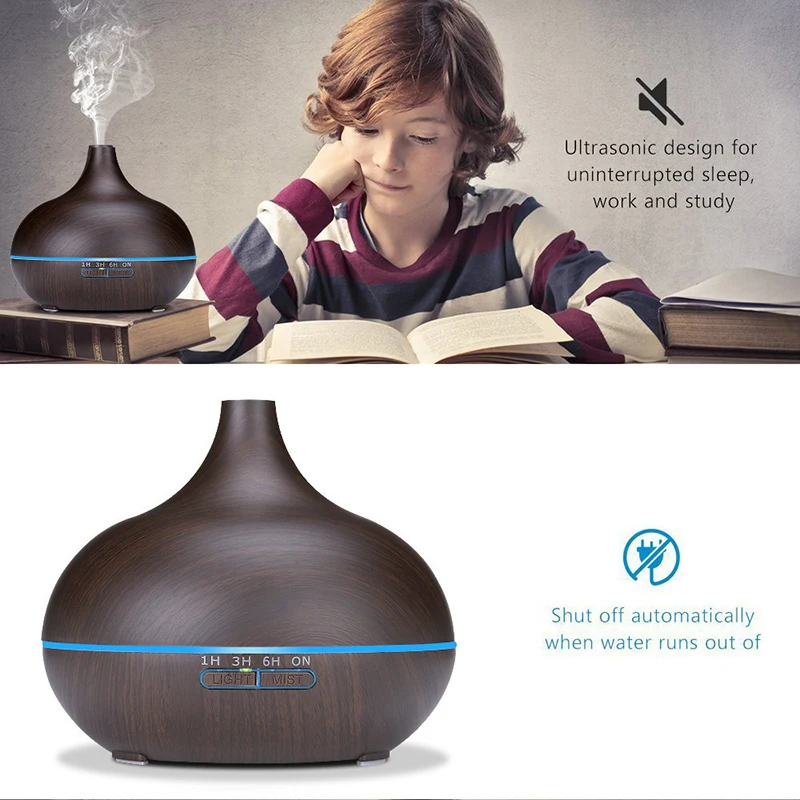 Günstig 400 ml USB aroma öl diffusor holz elektrische luftbefeuchter ultraschall luftbefeuchter aromatherapie LED licht nebel maker für home