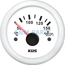 KUS Boat Oil Temperature Gauge Marine Engine Motor Oil Temp Indicator 50-150 Degree 12V 24V 52mm