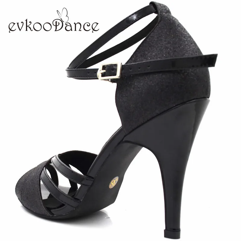 Evkoodance/черные туфли из искусственной кожи с черным блестящим каблуком, размеры США 4-12, высота каблука 8,5 см, Zapatos De Baile, женская обувь для