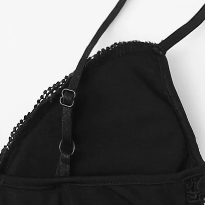 feminino topo de colheita casual sólido preto