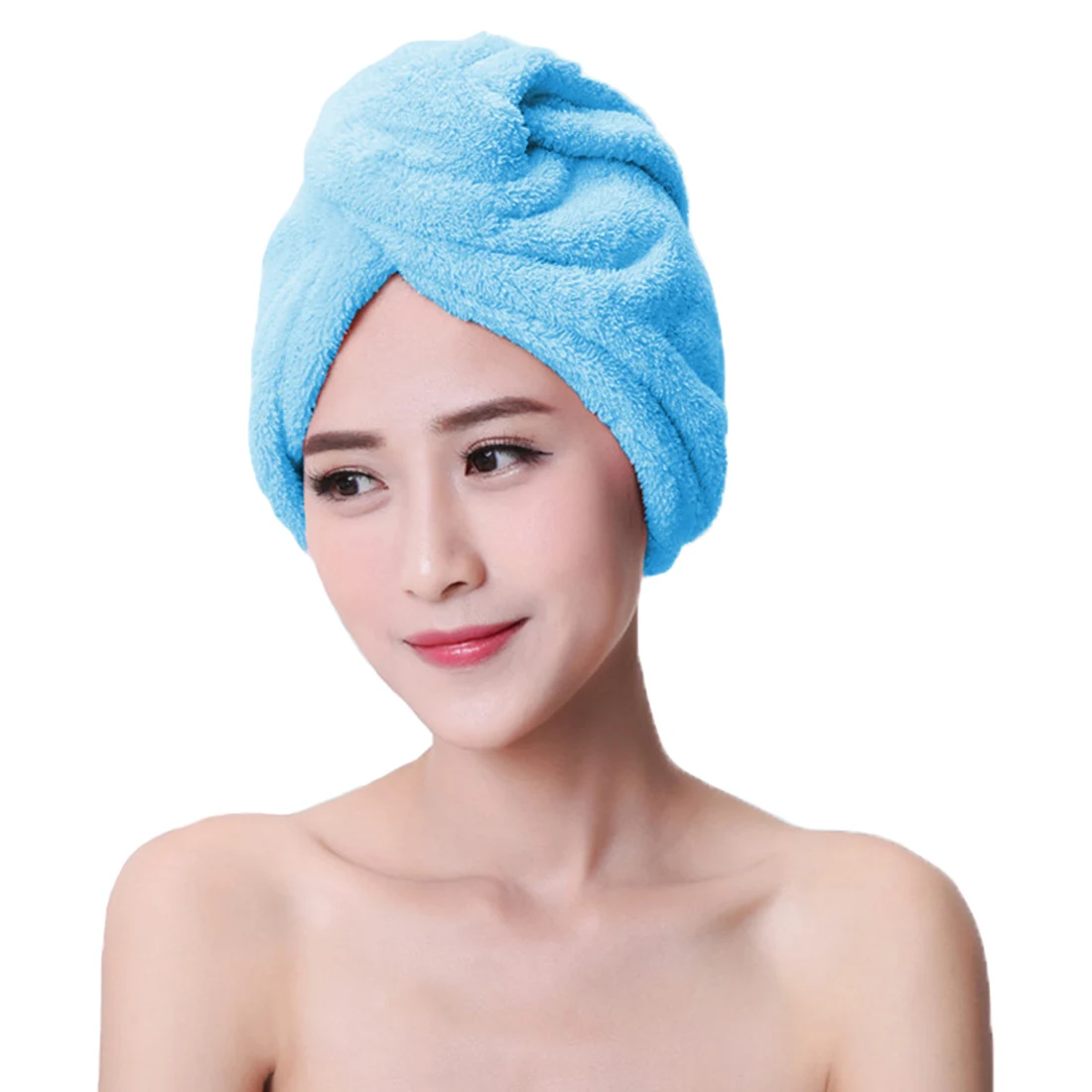 Чудесное супер абсорбент для ванной комнаты быстросохнущее из микрофибры банное полотенце для женщин сухая шапочка для волос банное турецкое полотенце 65x25 см - Цвет: blue