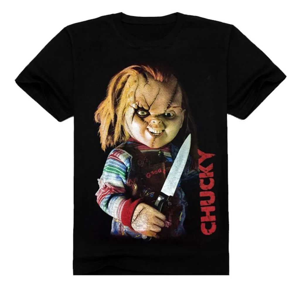 

2017 New Arrival Men T Shirt Summer 3D Printed Chucky Black Short Sleeve O Neck Cotton Boy Hip Hop Streetwear